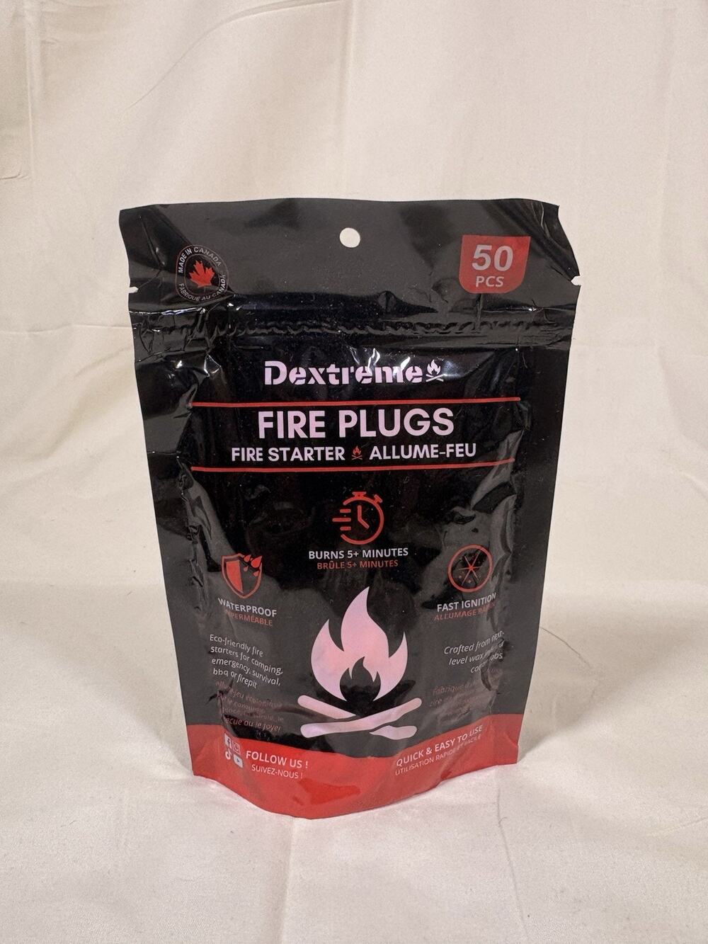 Dextreme Fire Plugs (50 Plugs) | 100% Weatherproof Fire Starter for Campfires